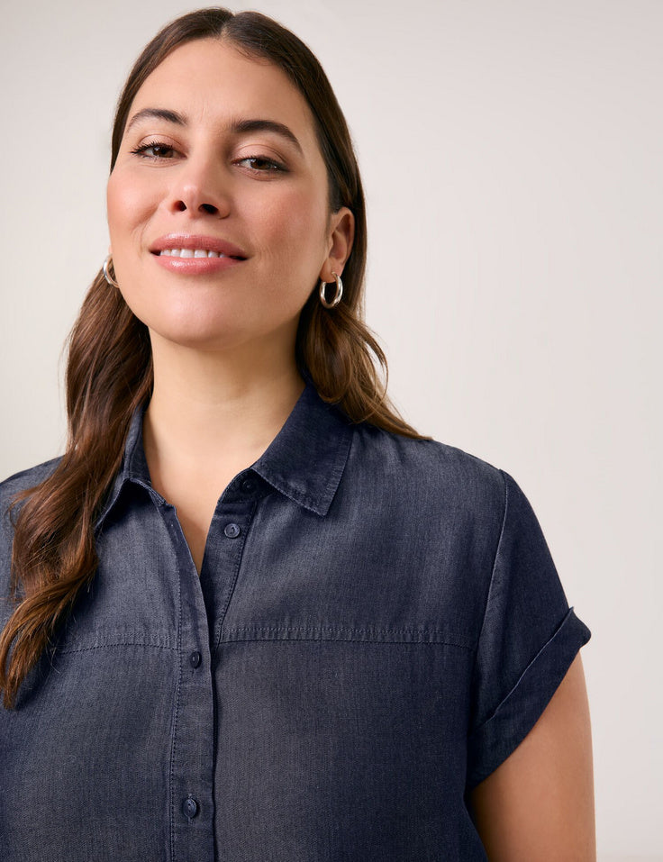 Samoon Blouse Jeans Blauw