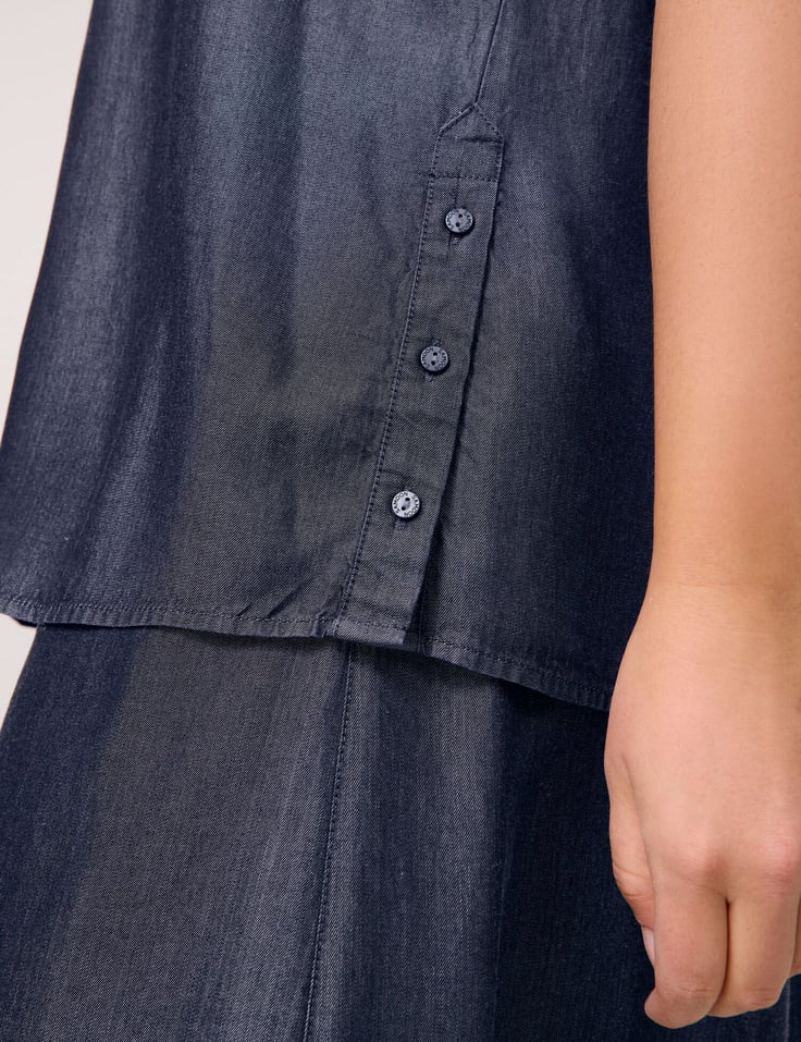 Samoon Blouse Jeans Blauw