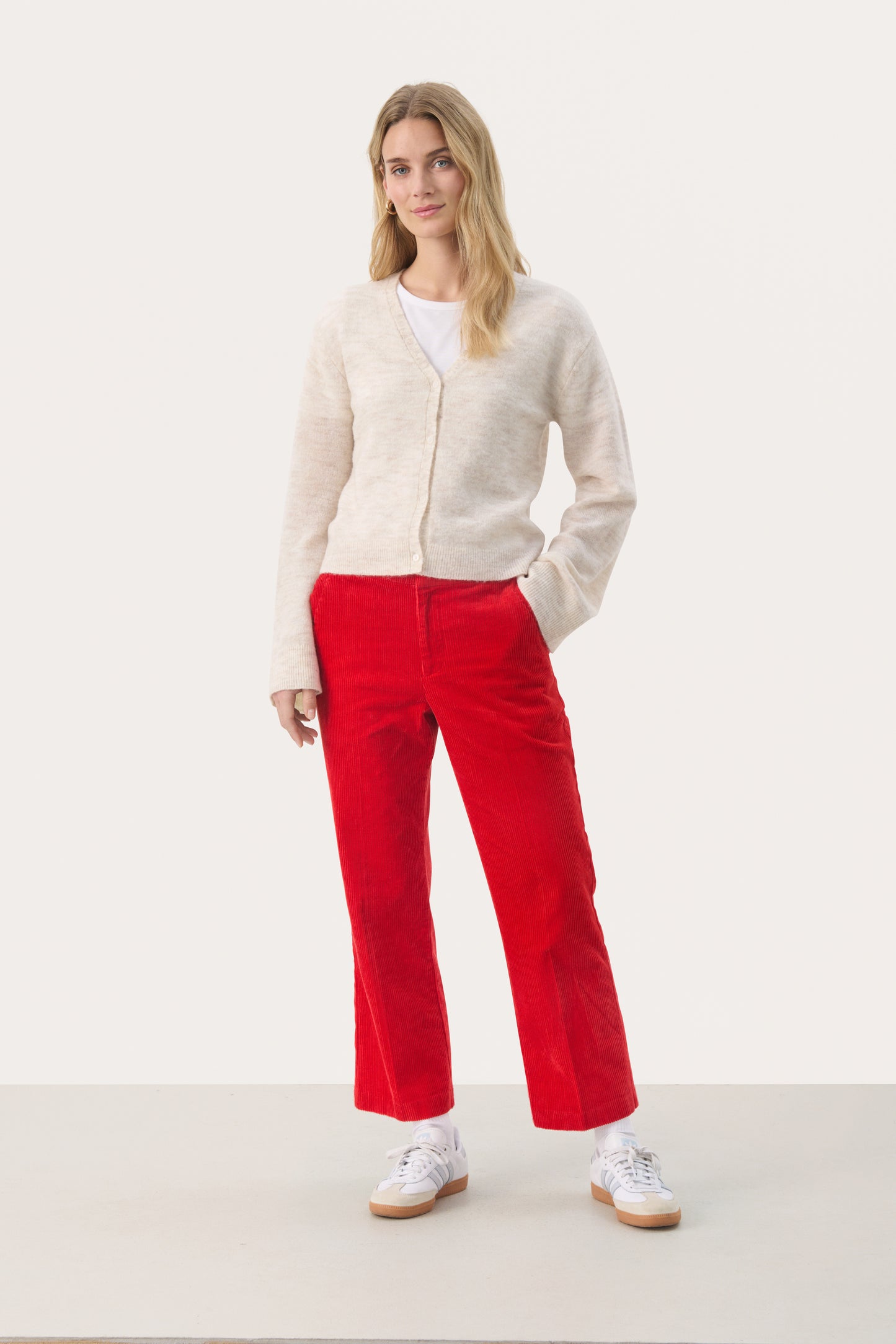 Part Two Ribfluwelen Pantalon Rood