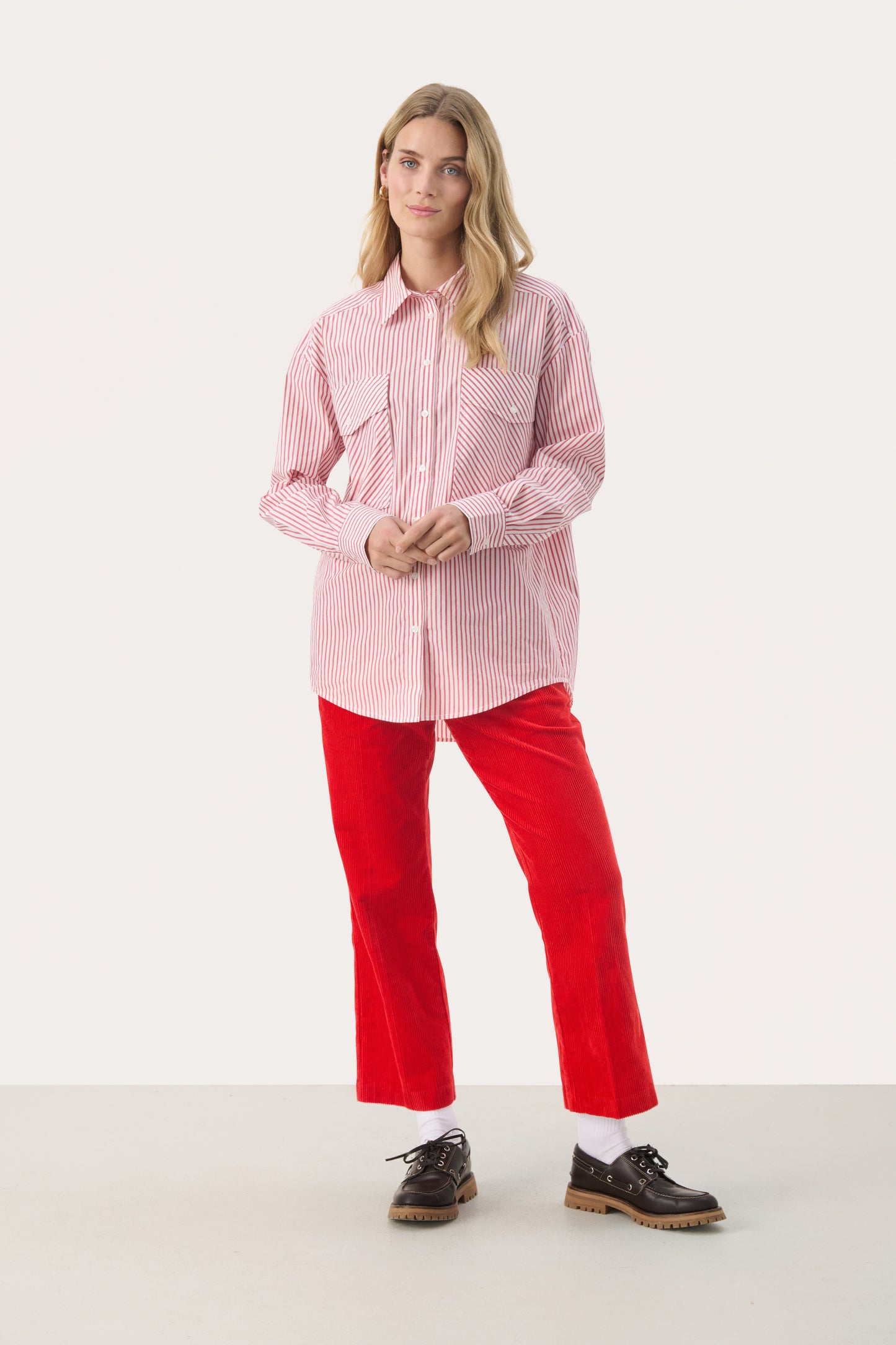 Part Two Ribfluwelen Pantalon Rood