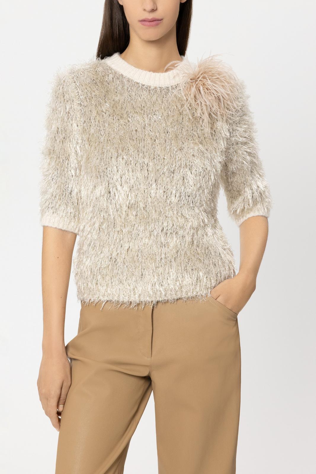 Luisa Cerano Broche Pluimen Beige