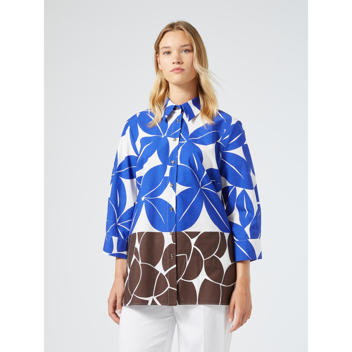 Persona By MR Blouse Print Blauw/Bruin