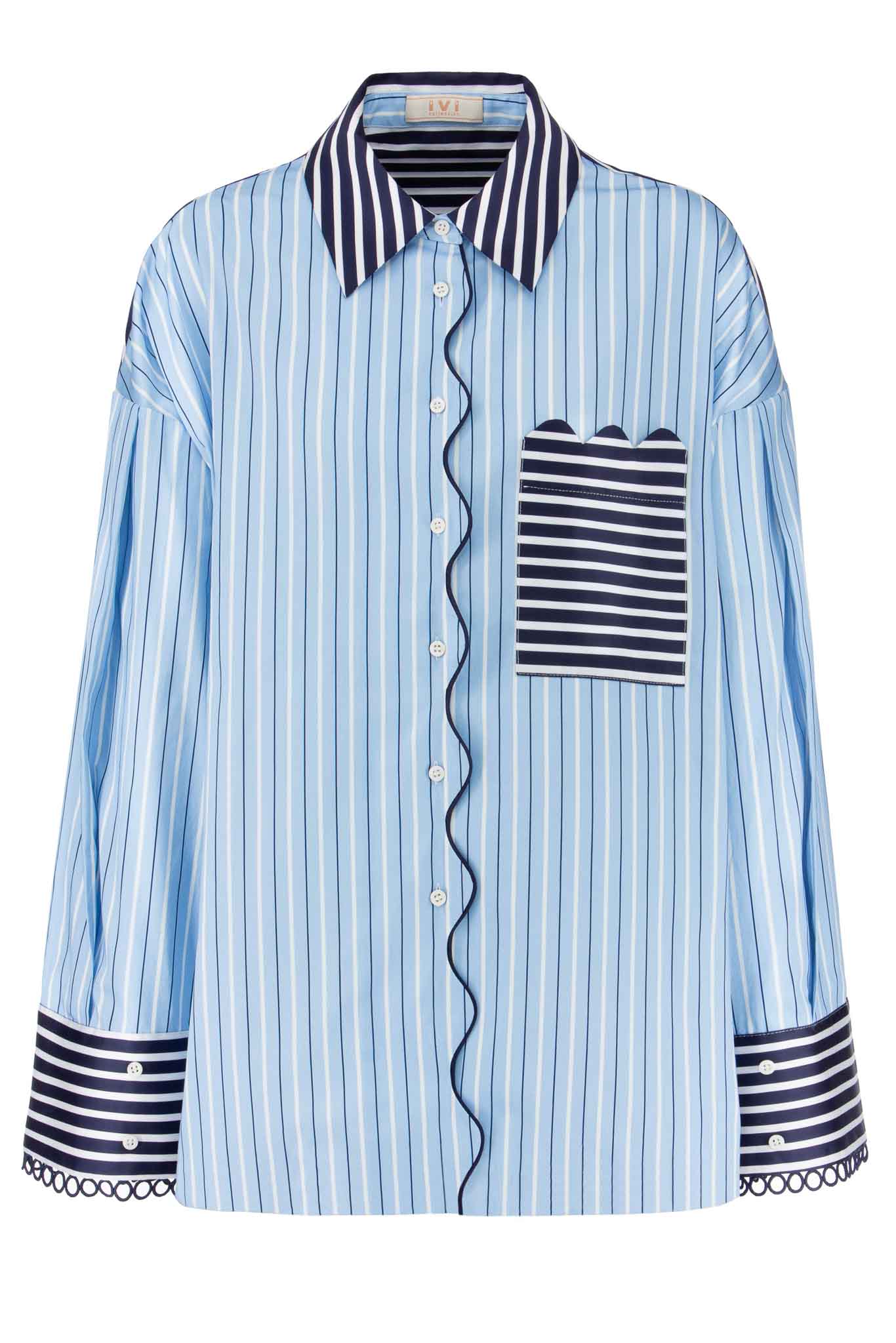 IVI Blouse Streep Lichtblauw
