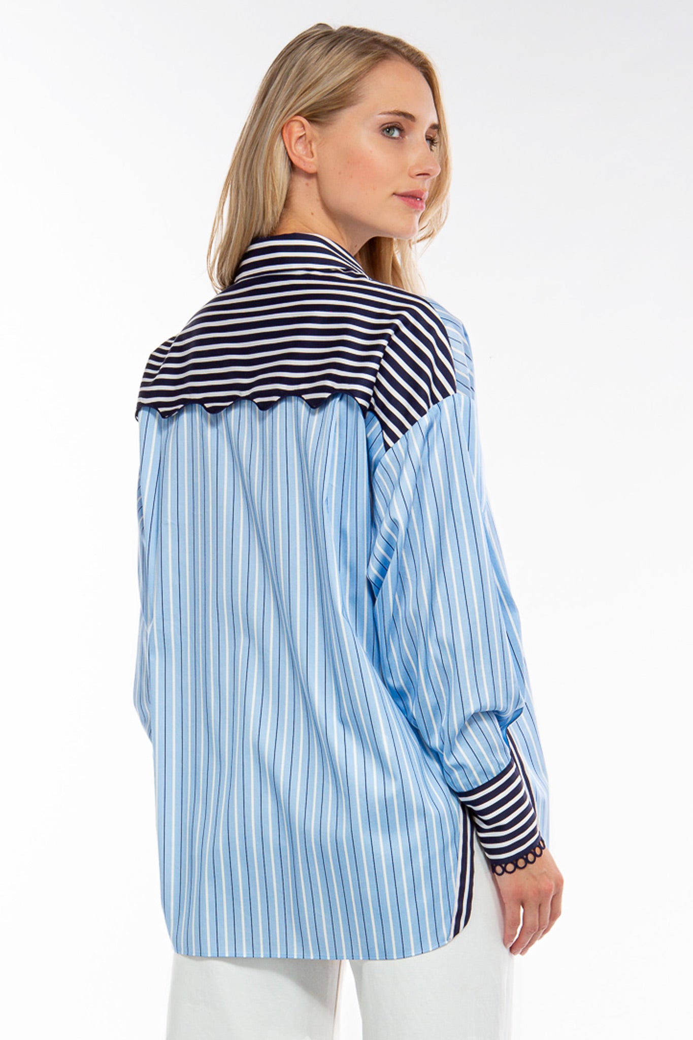 IVI Blouse Streep Lichtblauw