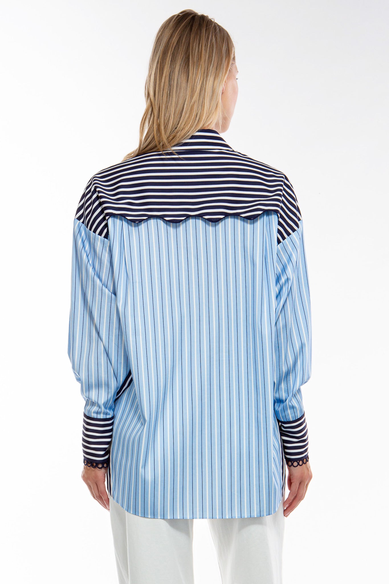 IVI Blouse Streep Lichtblauw