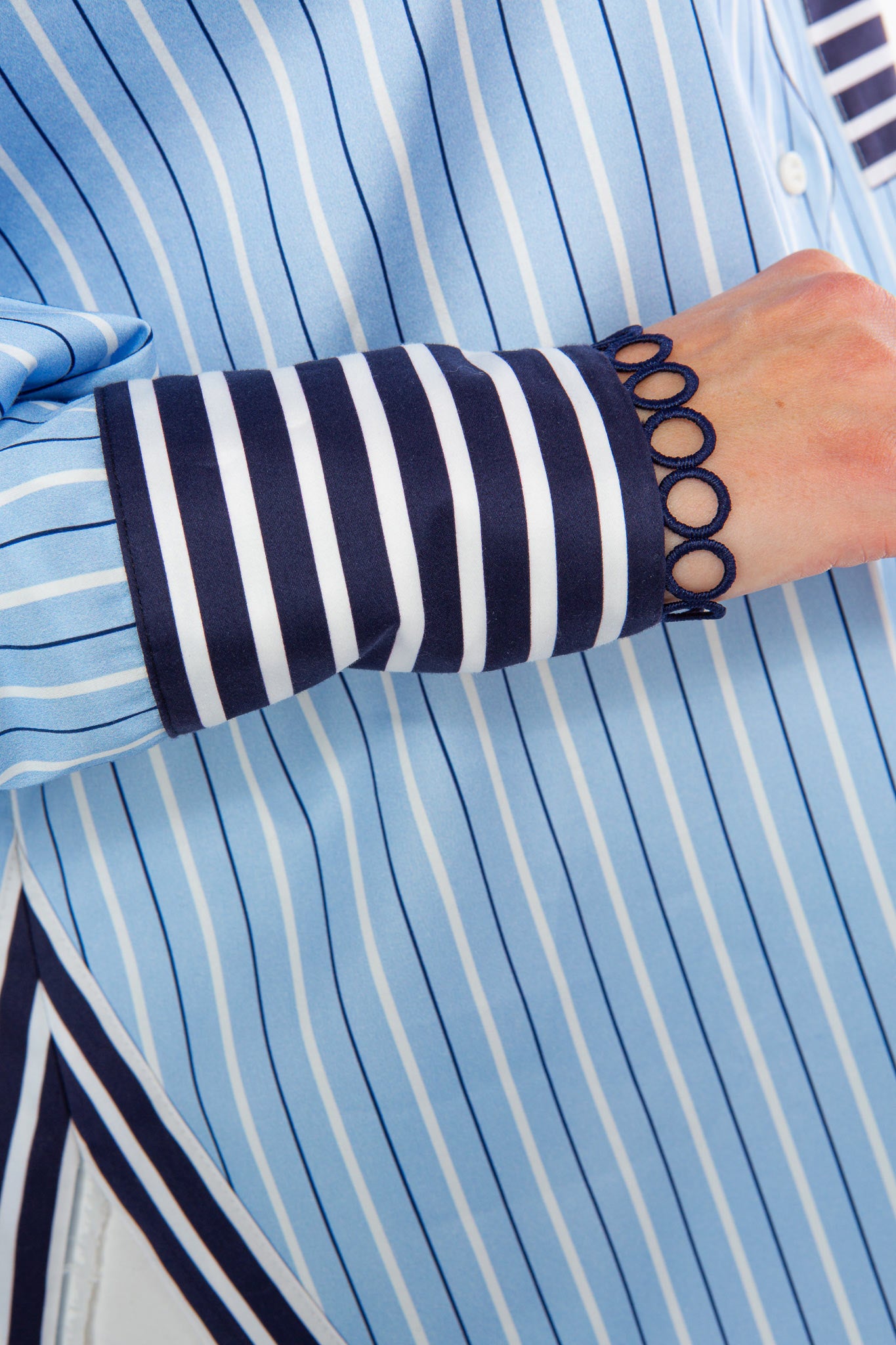 IVI Blouse Streep Lichtblauw