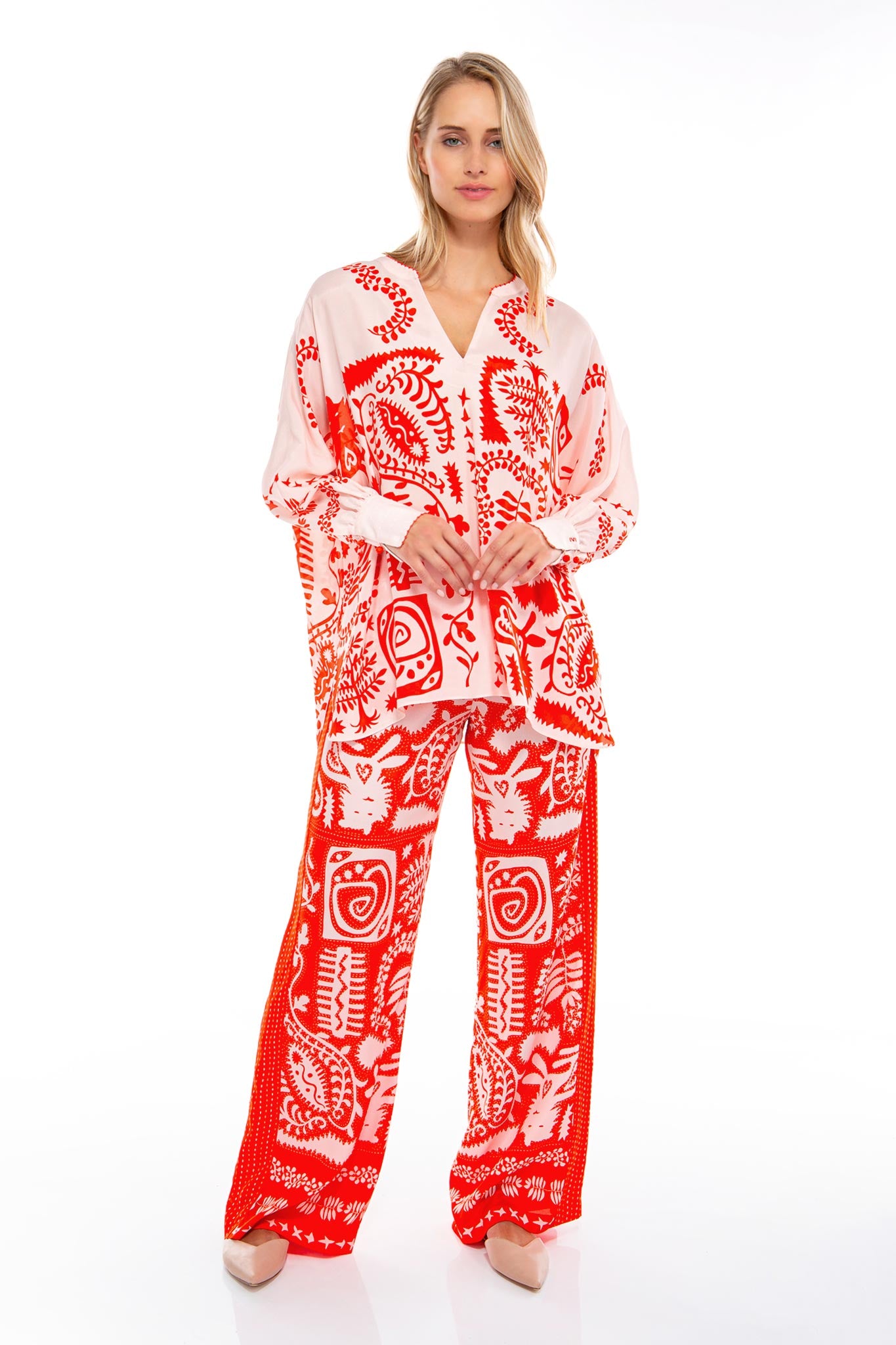 IVI Blouse Print Roze/Rood