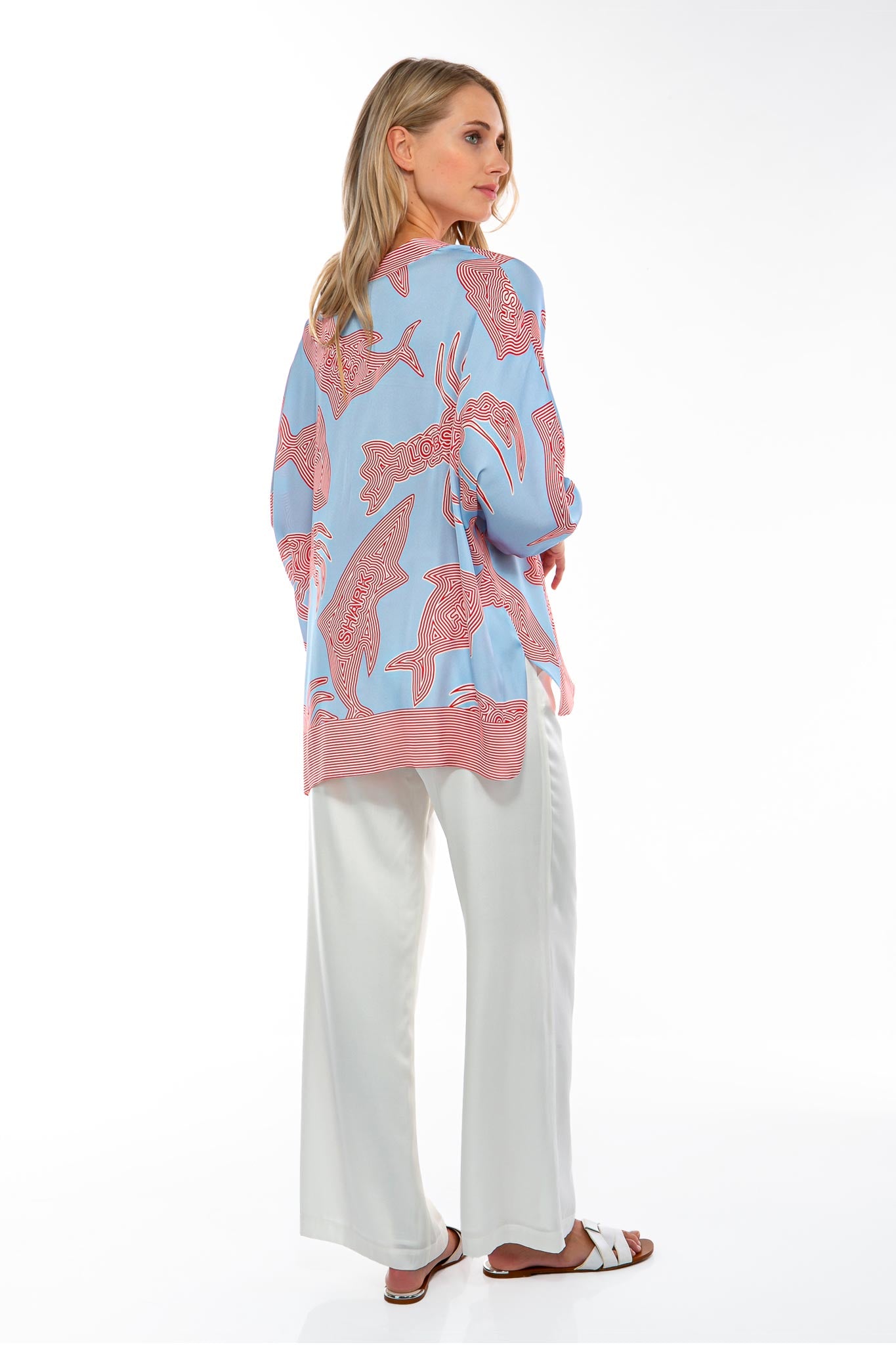 IVI Blouse Print Blauw/Rood