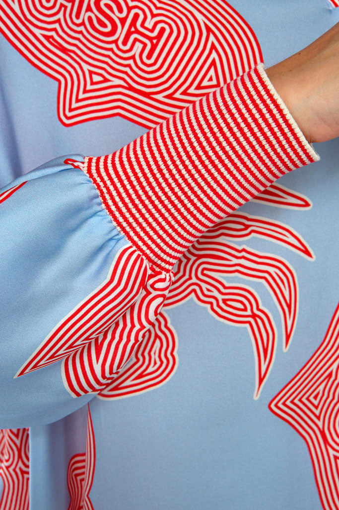 IVI Blouse Print Blauw/Rood