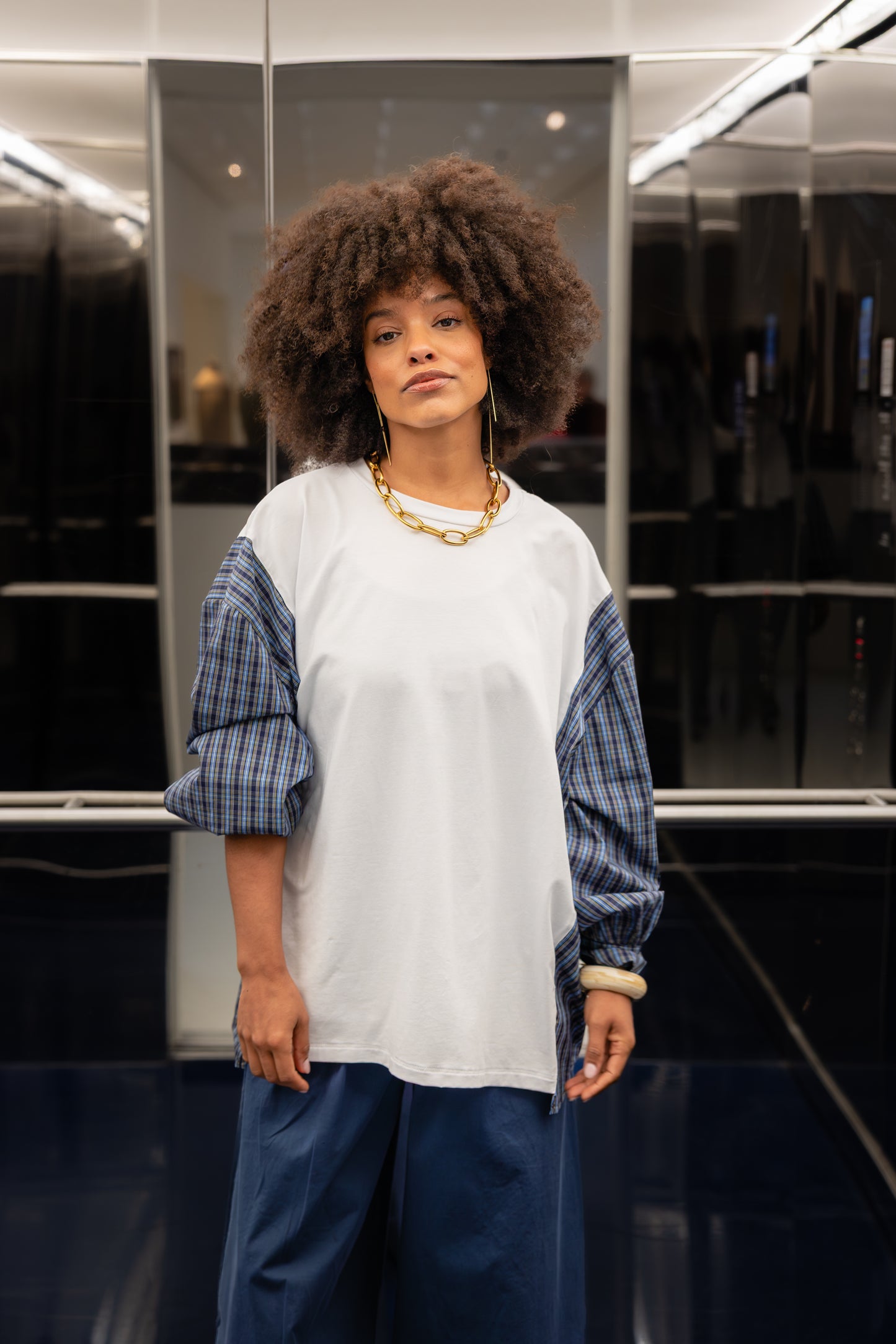 Black Rose Blouse Wit/Ruit