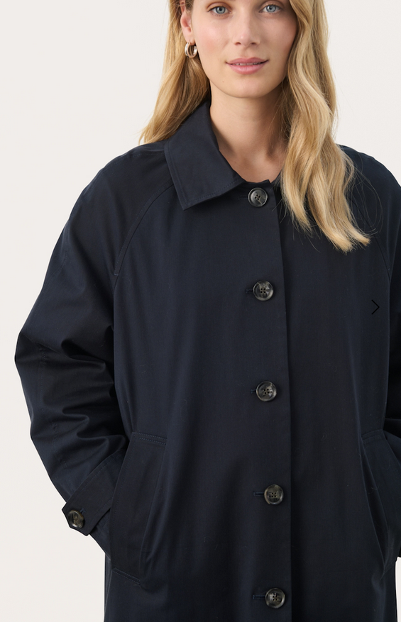 Part Two Trenchcoat Natia Donkerblauw