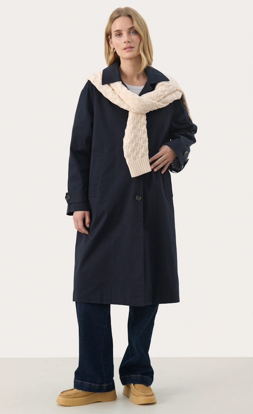 Part Two Trenchcoat Natia Donkerblauw