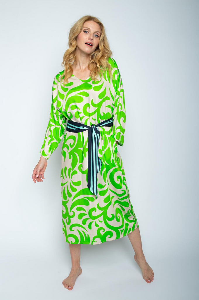 Emily Kleed Lang Print Groen