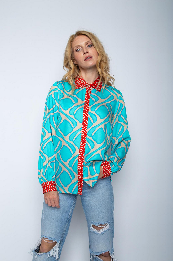 Emily Blouse Print Blauw