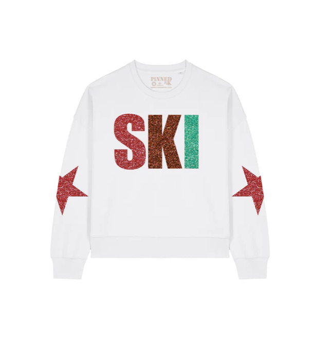 Pinned Sweater Glitter Ski Wit