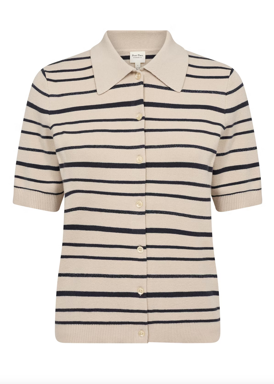 Part Two Cardigan/Polo Streep Blauw