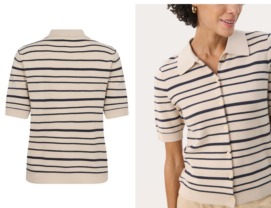 Part Two Cardigan/Polo Streep Blauw