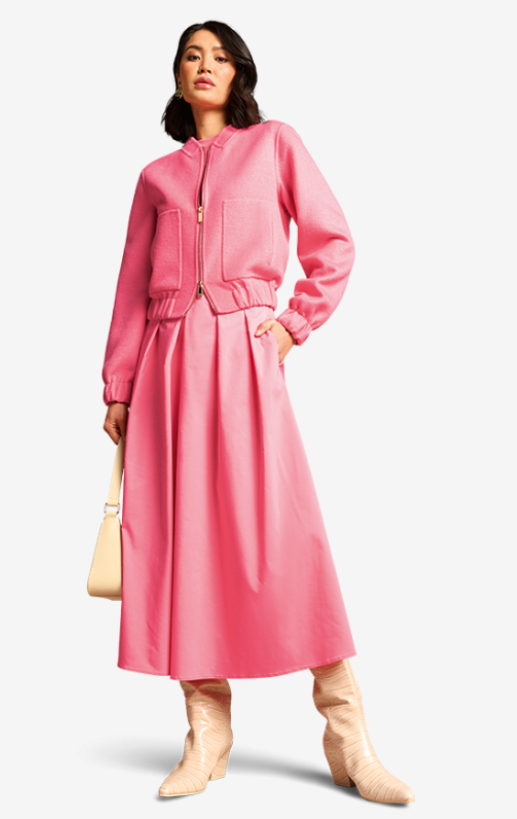 Riani Rok Lang Tafeta Roze