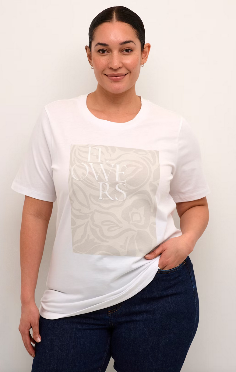 Kaffe Curve Tshirt Print Ecru