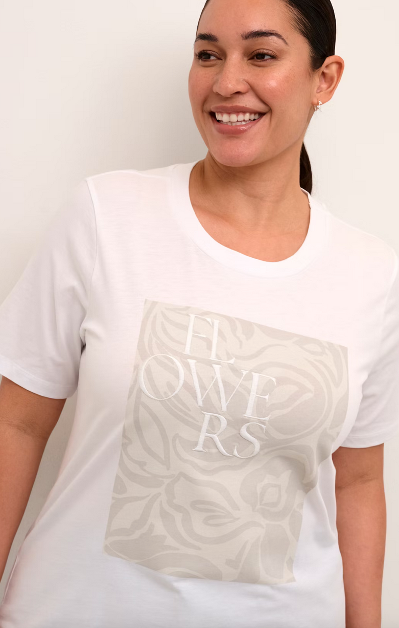 Kaffe Curve Tshirt Print Ecru