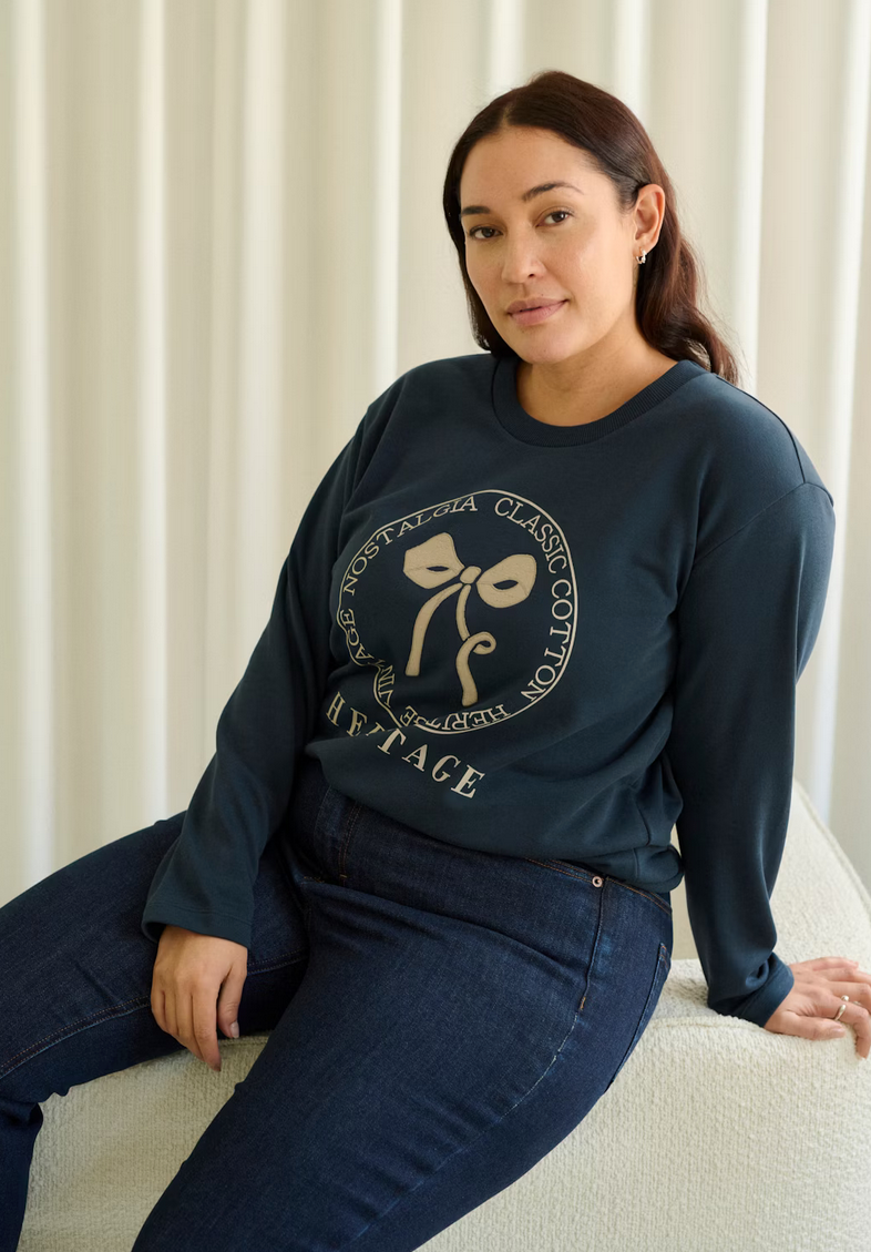 Kaffe Curve Sweater Print Blauw