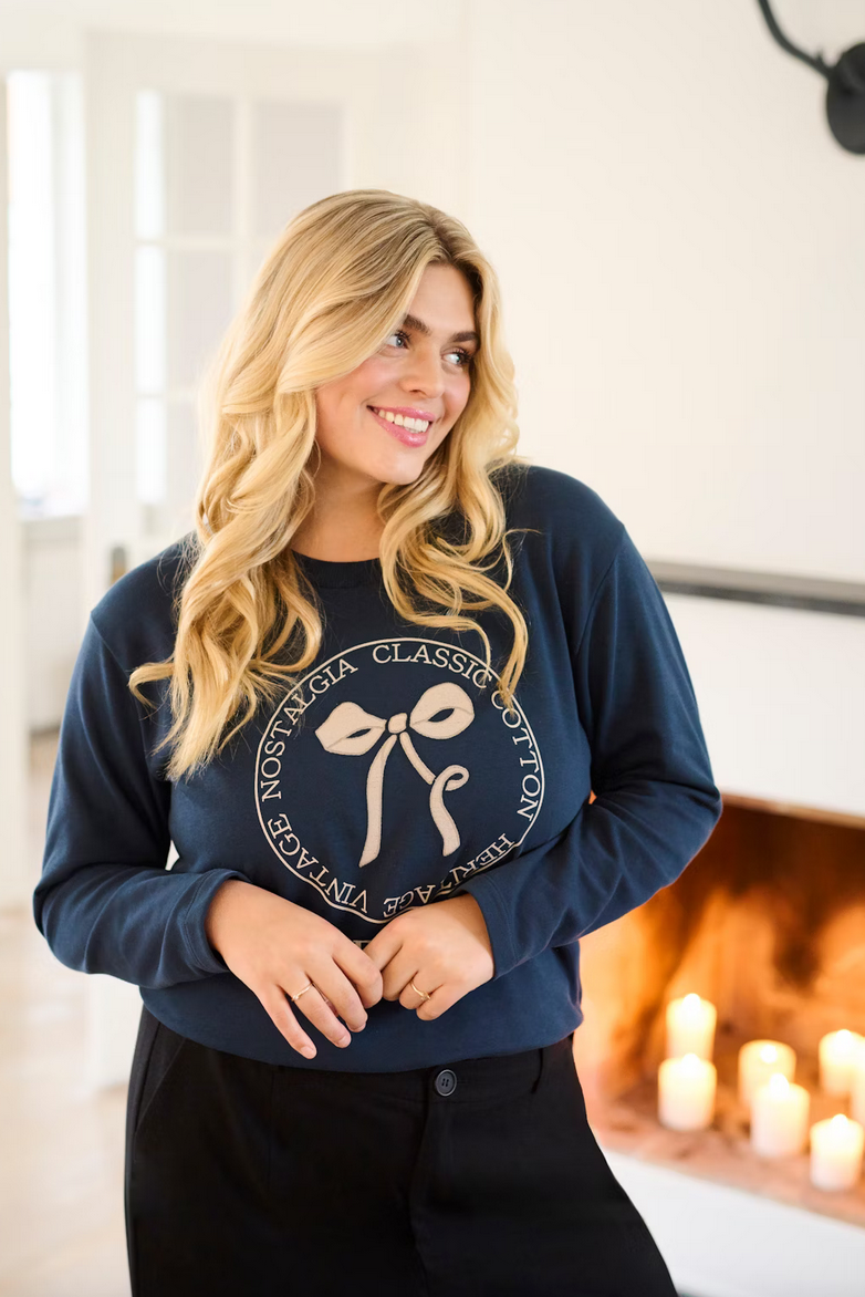 Kaffe Curve Sweater Print Blauw