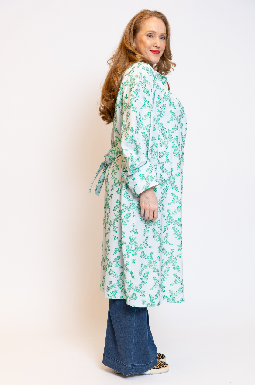 T-coat Print Lichtblauw/Groen