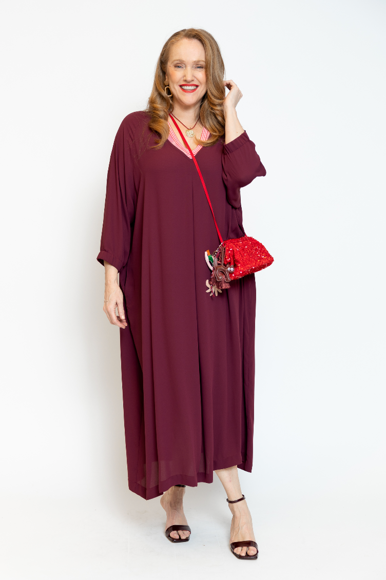 La Camicia Kleed Lang Bordeaux
