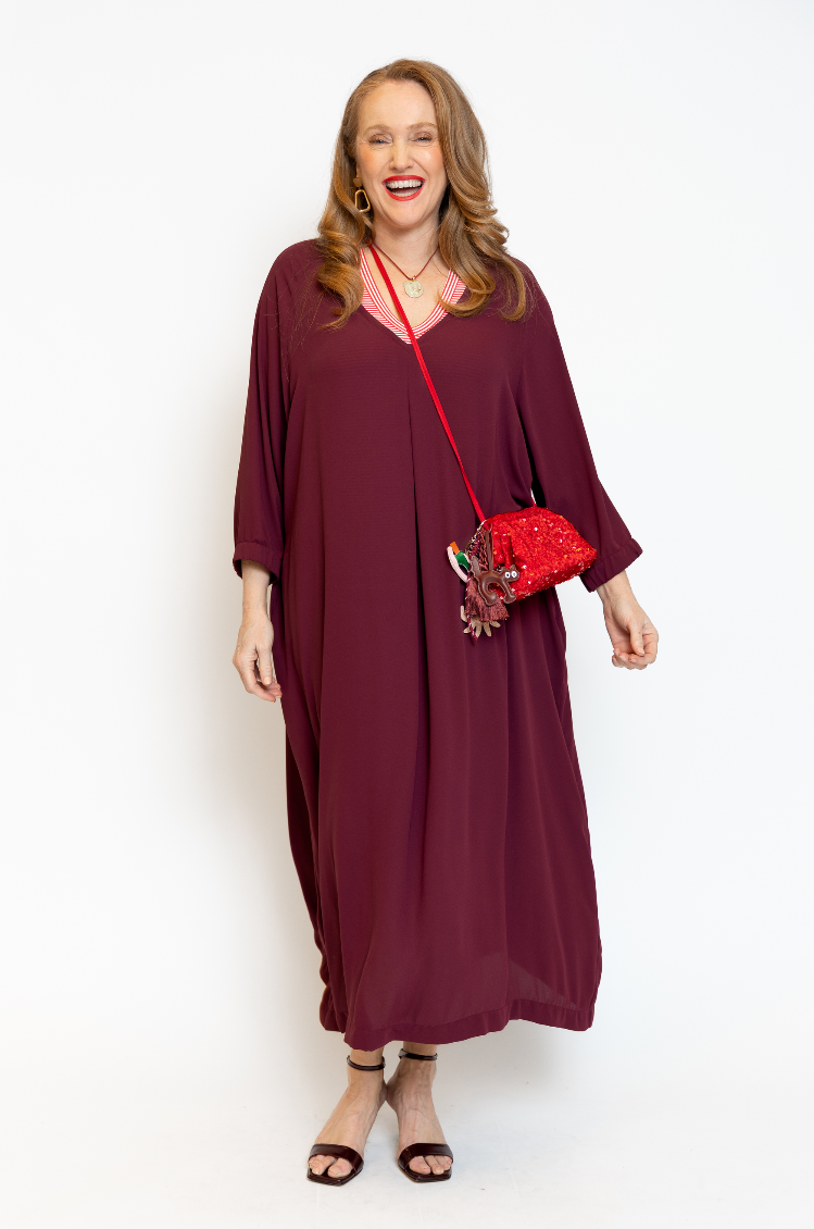 La Camicia Kleed Lang Bordeaux