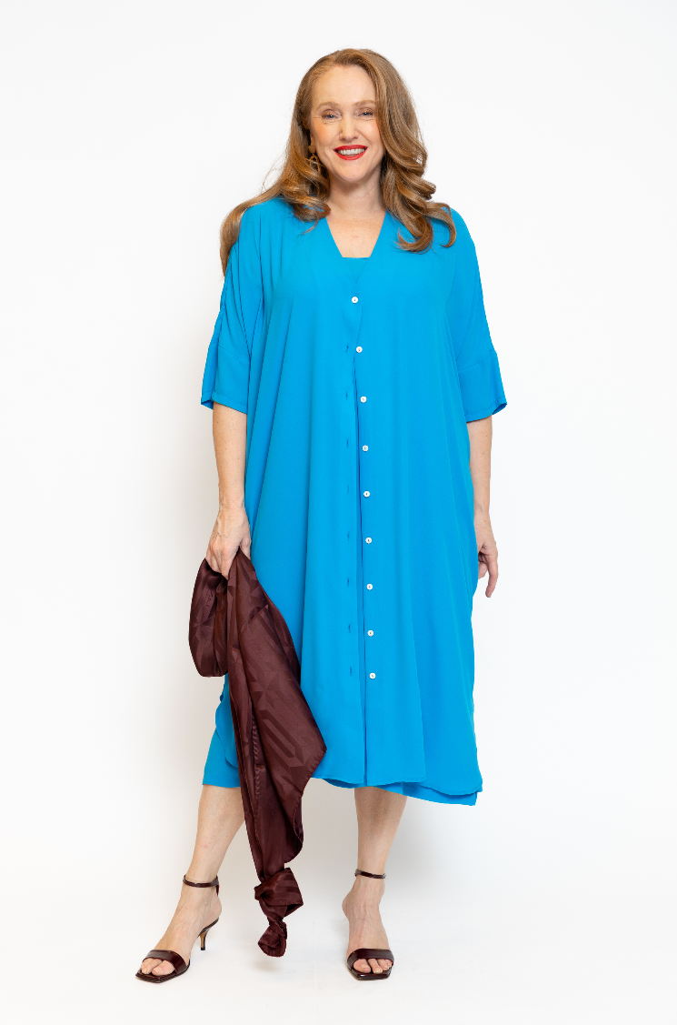 La Camicia Kleed Lang Blauw