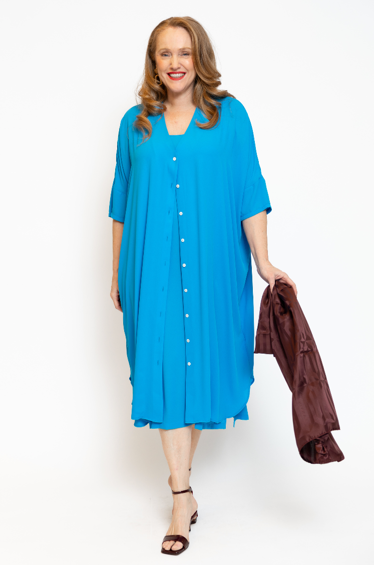 La Camicia Kleed Lang Blauw
