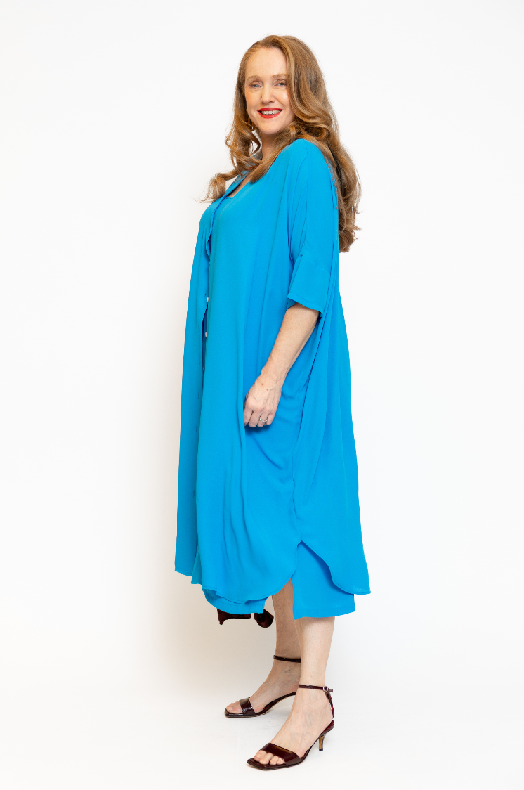La Camicia Kleed Lang Blauw