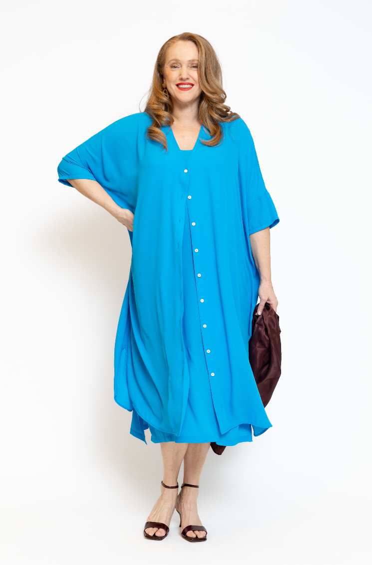 La Camicia Kleed Lang Blauw