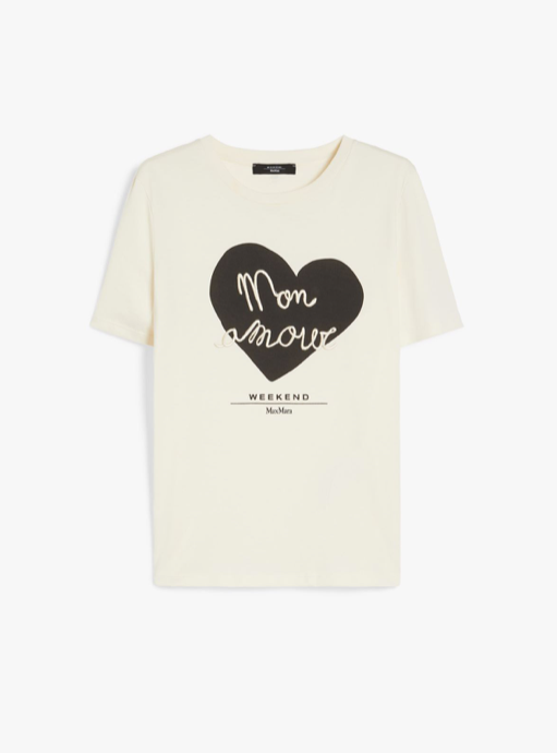 Max Mara Weekend Tshirt Print Ecru/Zwart