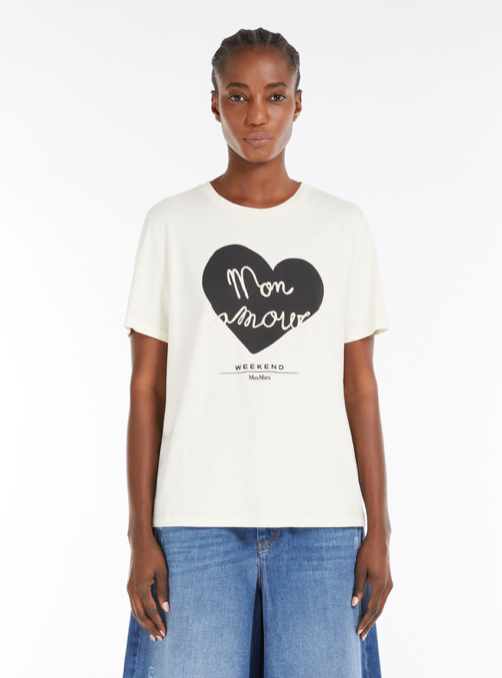 Max Mara Weekend Tshirt Print Ecru/Zwart