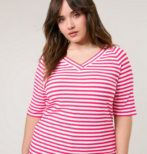 Samoon Tshirt Streep Fuchsia