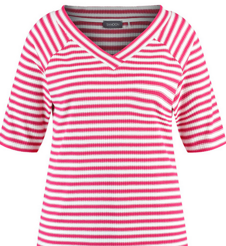 Samoon Tshirt Streep Fuchsia