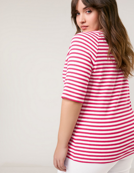 Samoon Tshirt Streep Fuchsia