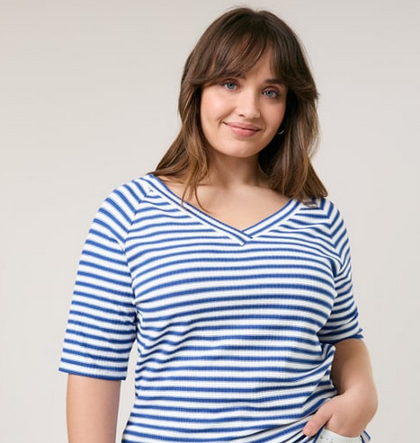 Samoon Tshirt Streep Blauw