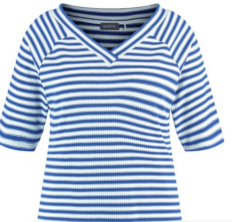 Samoon Tshirt Streep Blauw