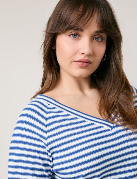 Samoon Tshirt Streep Blauw