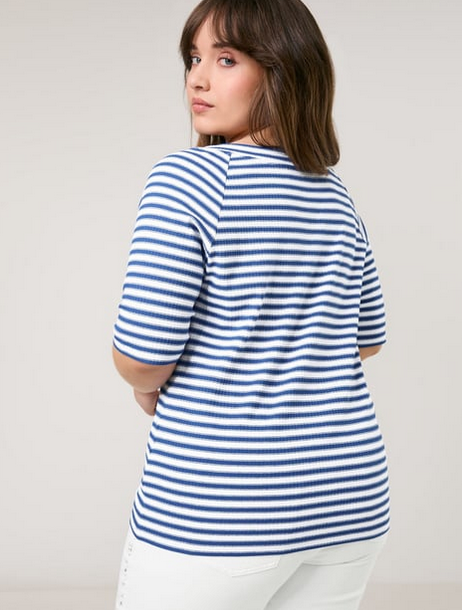 Samoon Tshirt Streep Blauw