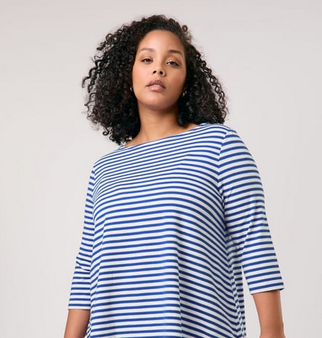 Samoon Tshirt Streep Blauw/Wit