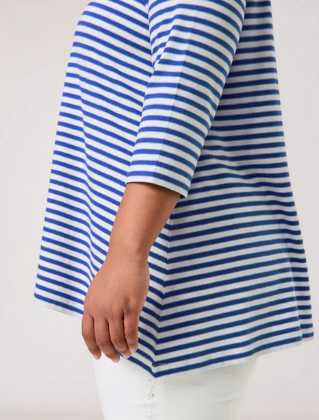 Samoon Tshirt Streep Blauw/Wit