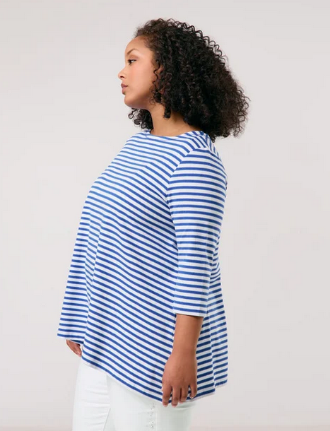 Samoon Tshirt Streep Blauw/Wit