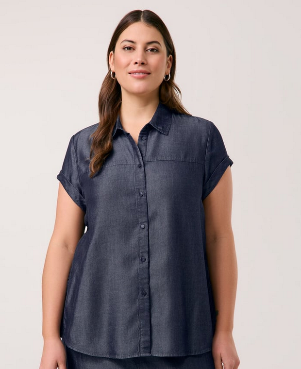 Samoon Blouse Jeans Blauw