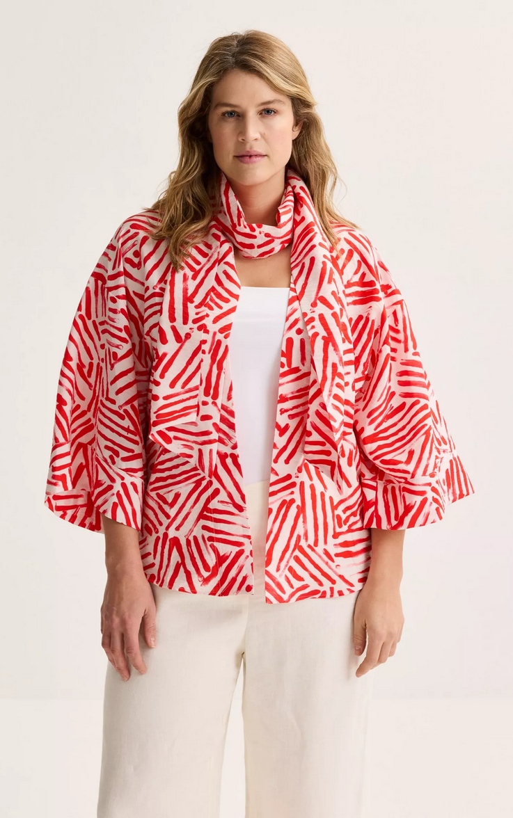 Mayerline Kimono Kort Print Rood/wit