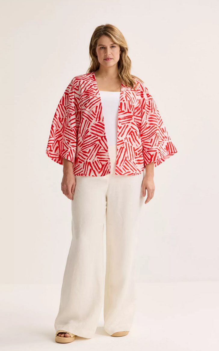 Mayerline Kimono Kort Print Rood/wit