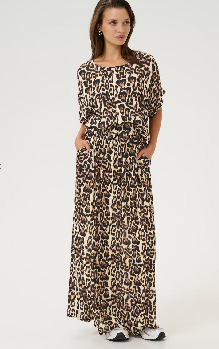 Kaffe Curve Rok Lang Leo Print
