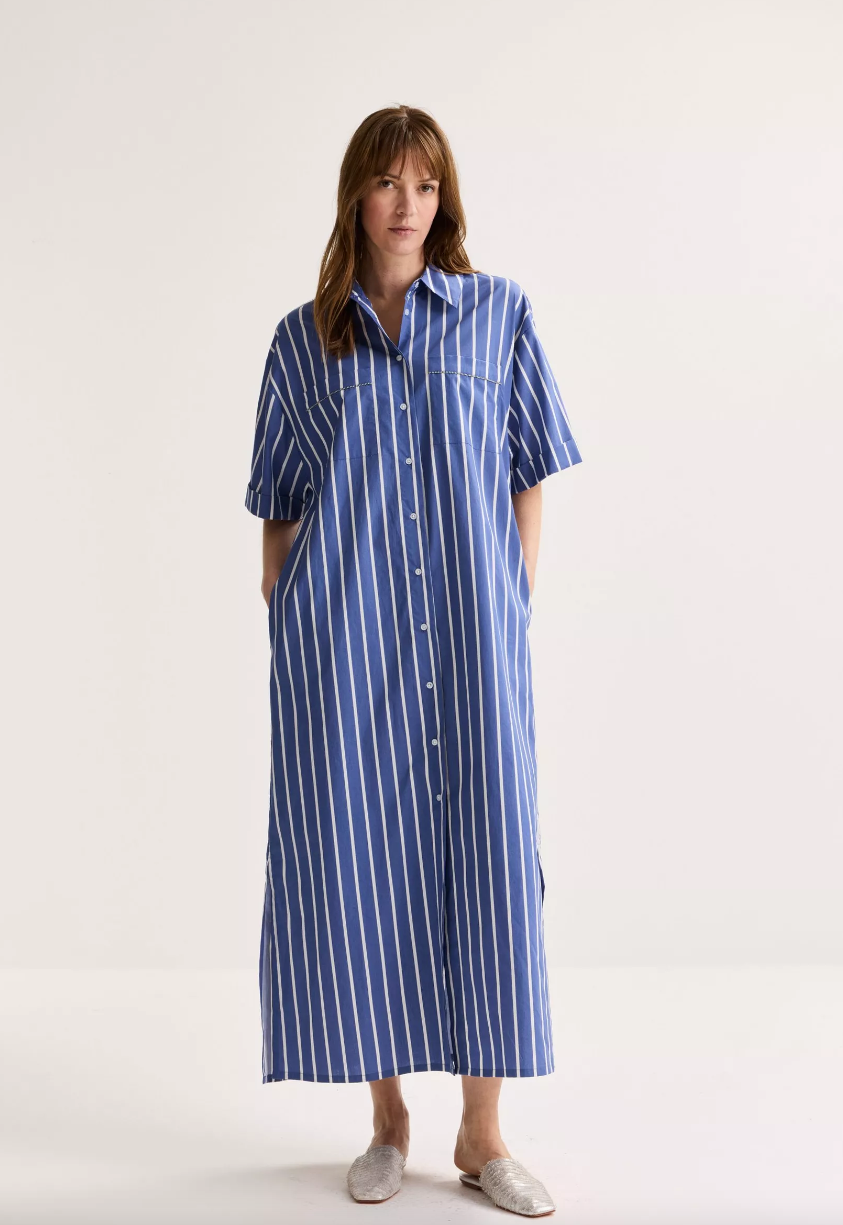 Améline Kleed Lang Streep Blauw